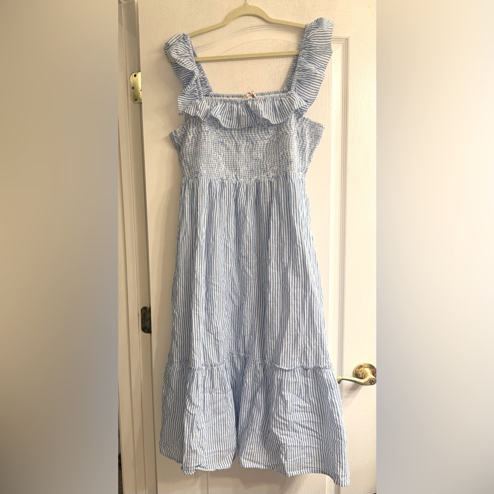 Vineyard Vines Blue White Striped Smocked Midi Sailing Dress NWT - size XL